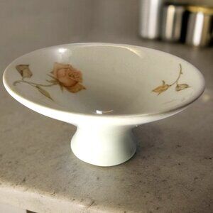 Dessert Fruit Sauce Porcelain Coupe Bowl Beige w/ Pink Roses, by IROQUOIS